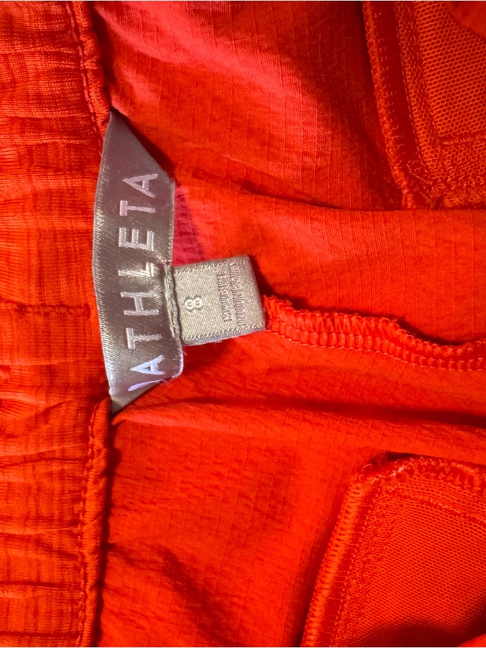 Athleta Trekkie Paper Bag Shorts Torch Red Discontinued Style Bungee Waist - Picture 6 of 6